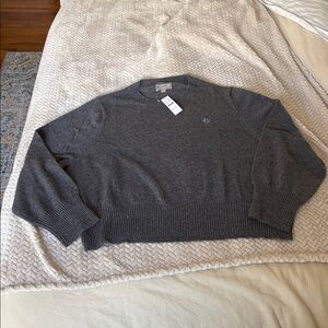 J Crew Cashmere shrunken crewneck sweater 3X‎ Grey MONOGRAMMED